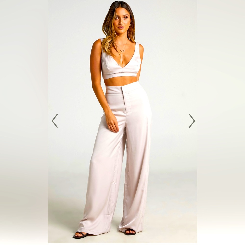 Showpo two piece satin set